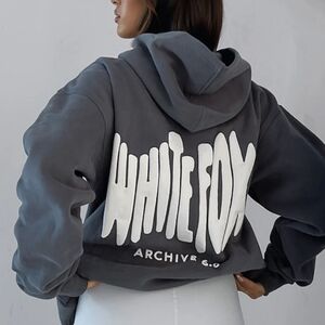 White Fox Oversized Hoodie - Ash